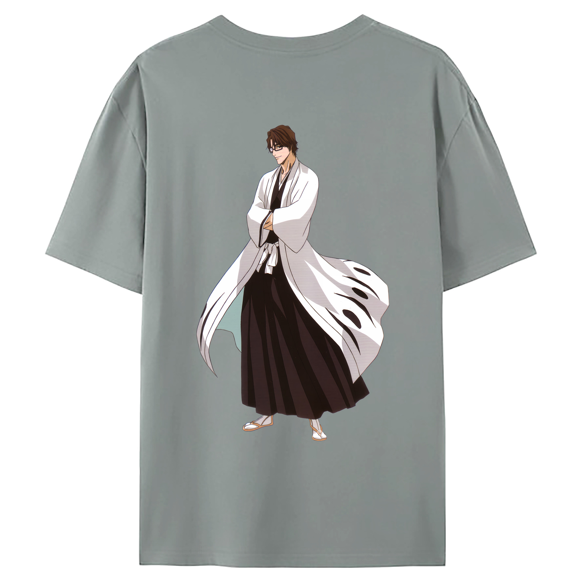 （画像用） ブリーチ 藍染 惣右介（あいぜん そうすけ） BLEACH Aizen Sousuke 綿100％ メンズ半袖Tシャツ（バックプリント） 通気性